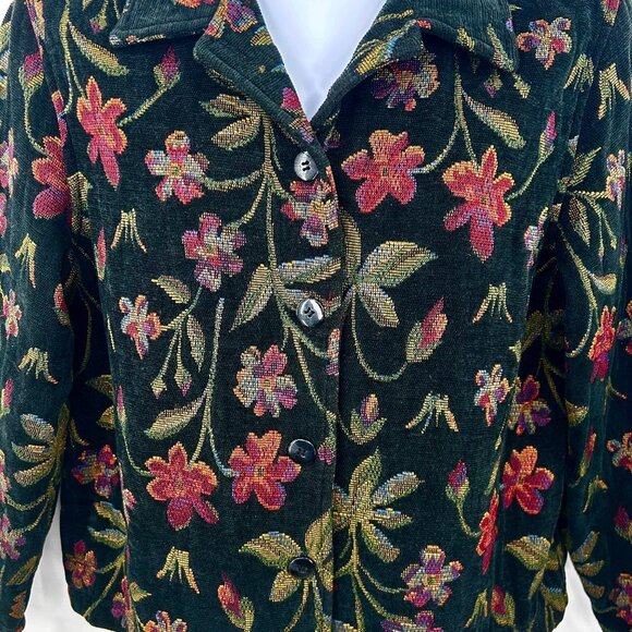 DRESSBARN FLORAL JACQUARD TAPESTRY BUTTON-UP BLAZER JACKET - L - Picture 2 of 4